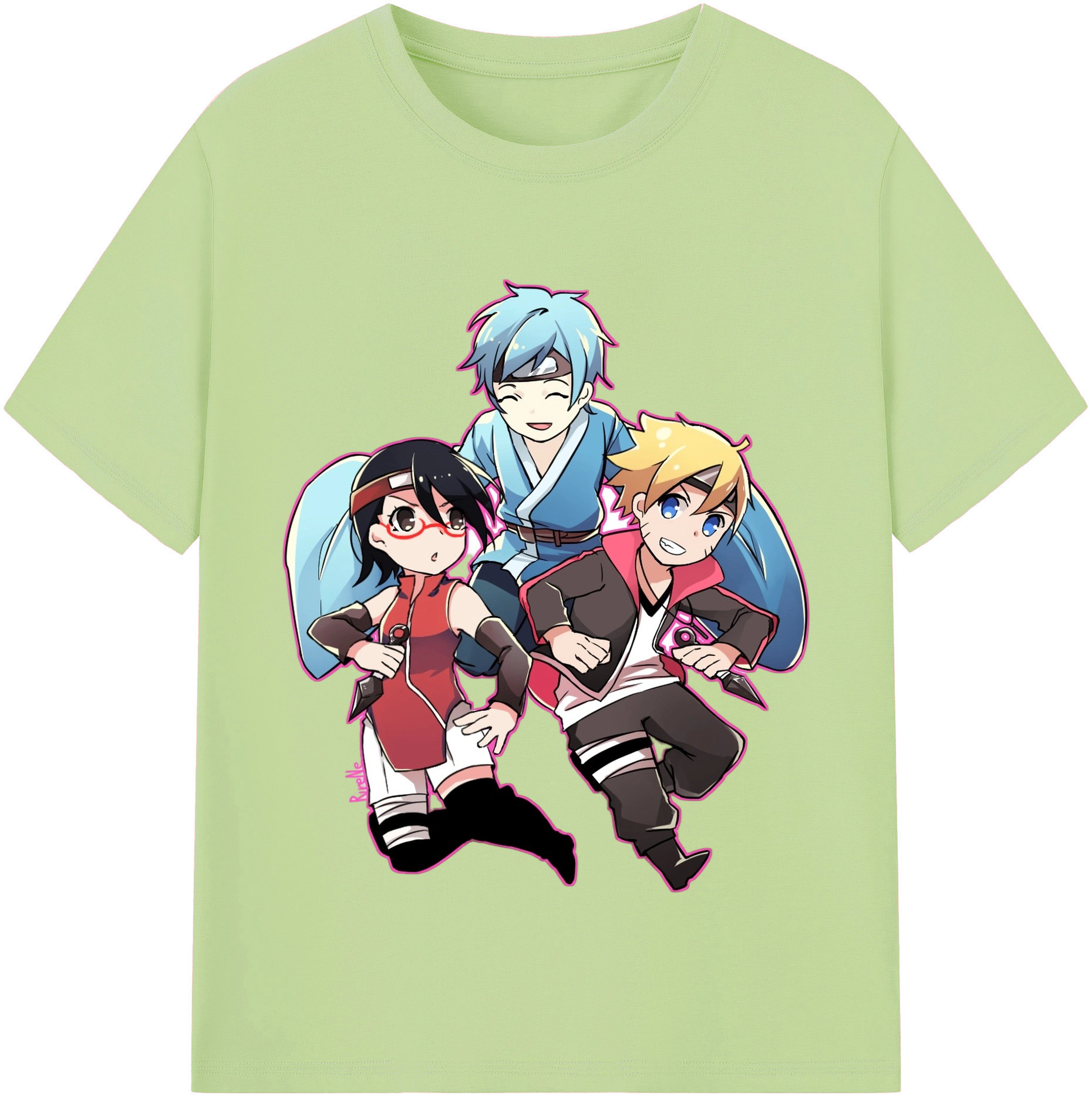 （画像用） NARUTO -ナルト- うちは サラダ Uchiha Sarada 綿100％半袖Tシャツ（フロントプリント）